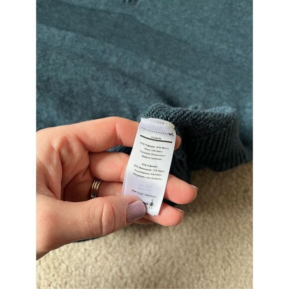 Smartwool Mens Merino Wool Blend 1/4 Zip Sweater Pullover Shirt L Blue - Picture 9 of 9